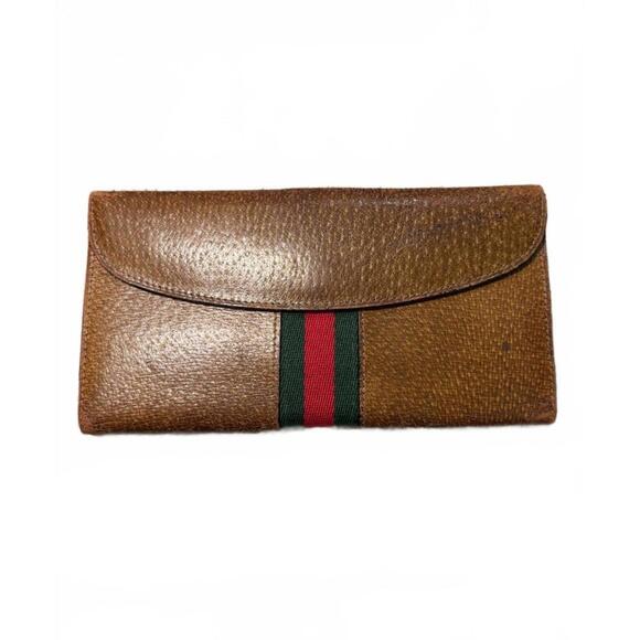 Gucci Brown Leather Wallet with Signature Web Stripe - Picture 2 of 5